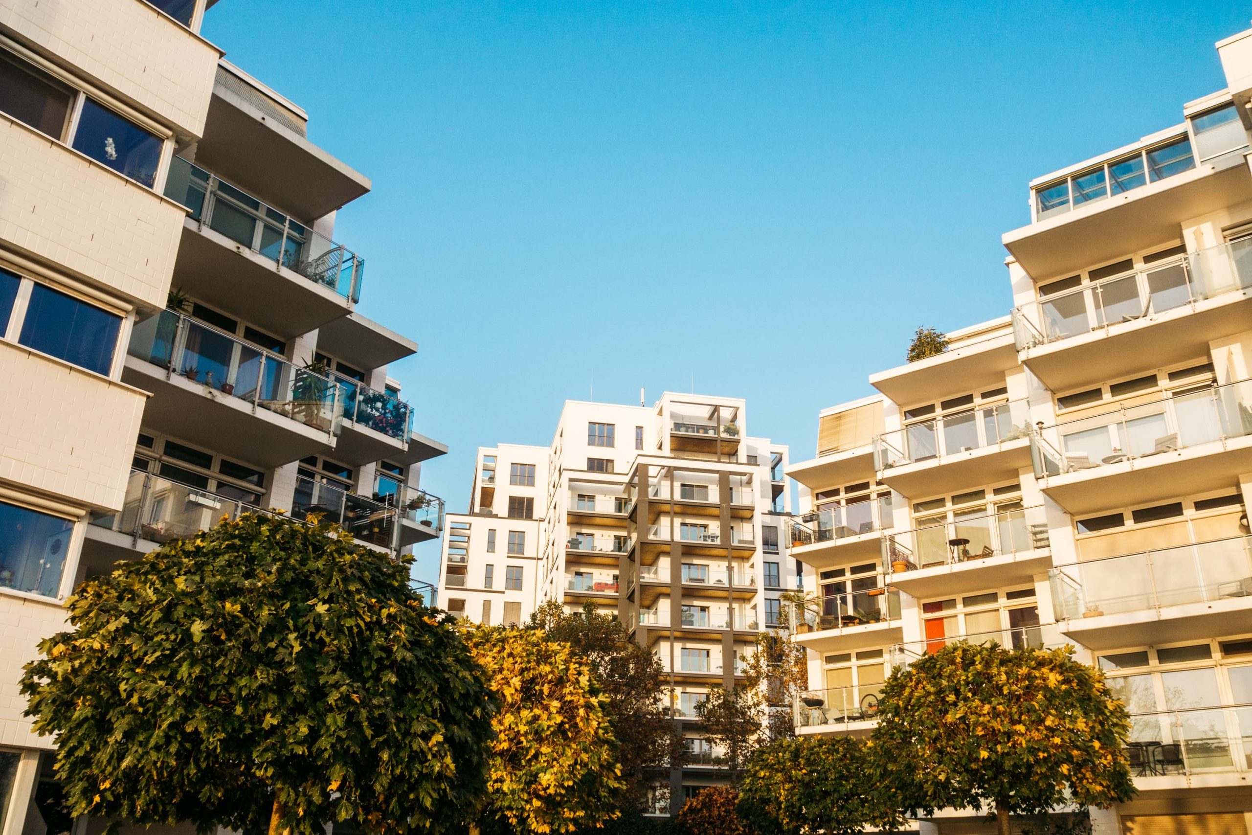outside view of apartment buildings and balconies